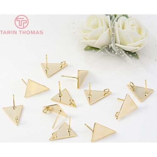 6PCS 24K Gold Color Plated Brass Shaped Stud Earrings for Jewerly Making Diy Jewelry Findings Accessories wholesale