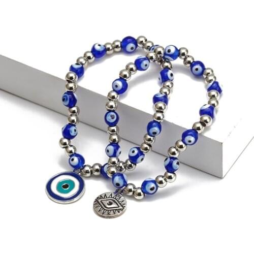 Blue Eyed Devils Eye Beaded Bracelet Braided Bracelet Jewelry Accessories Turkish Lucky Bracelet Suitable for Ladies