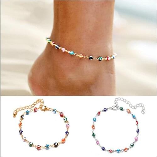 Turkish Blue Evil Eye Bracelets Multicolor Ankle Bracelet Geometric Anklet Chain Beach Leg Anklets Ankle Chains Jewelry