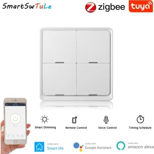 Tuya Smart ZigBee Wireless No Wire Free Sticker 4-way Panel Scene Button Switch Used With Zigbee Gateway APP Control Smart Home