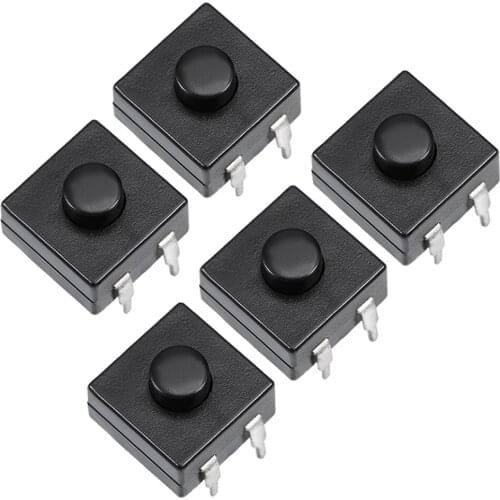 Uxcell 5 Pcs 12x12x9mm 3 Poles PCB Latching Tactile Tact Push Button Switch for Torch