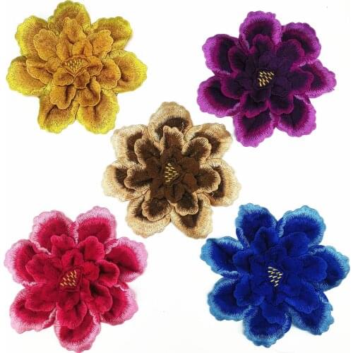 3D Rose Embroidered Sewing on Patches Flower Sew on Applique for Clothes Badge Sewing Accessories Fabric Supplies 1pc Handmade