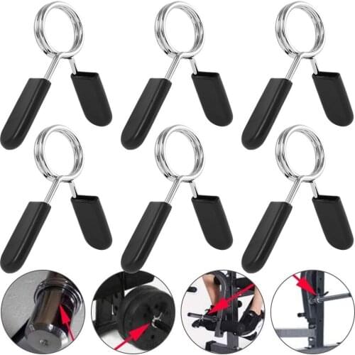 2/6pcs Barbell Clamp Spring Collar Clips Dumbell Clips Clamp Weight Lifting Bar Gym Dumbbell Fitness Body Building Accossories