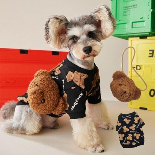 Bear Doll Backpack Dog Costume Winter Warm Teddy Yorkie Chihuahua Shih Tzu Clothes Dog Accessories Cute Cartoon Cat Sweater Pets