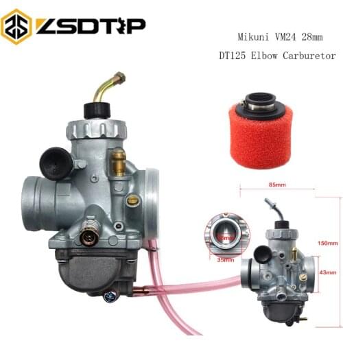 ZSDTRP DT125 Elbow Carburetor+Air Filter Straight Tube Sponge Sponge 42mm Red Without Standard Fit YAMAHA DT125 MIKUNI VM24