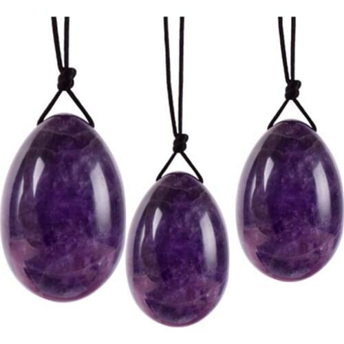 1Pcs Natural Rose Quartz Yoni Egg Amethyst Kegel Exercise Jade Egg Vagina Muscle Tightening Crystal Balls Stone