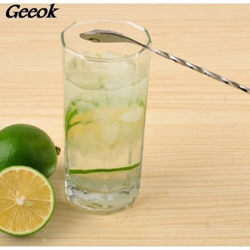 12 Inches Stainless Steel Mixing Spoon Spiral Pattern Bar Cocktail Shaker Spoon
