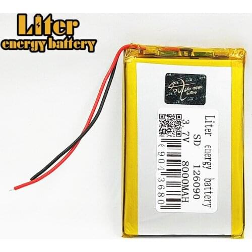 126090 3.7v 8000mAh lithium ion rechargeable Polymer battery Replacement With PCB for MP4 MP5 GPS POWER BANK Tablet MID Toys