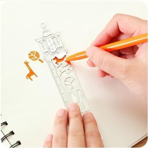 2Pcs Cartoon Pattern Metal Record Daily Templates for Quilting Ruler Multi-Function Bookmark Ruler Hollow Hand Account Ruler