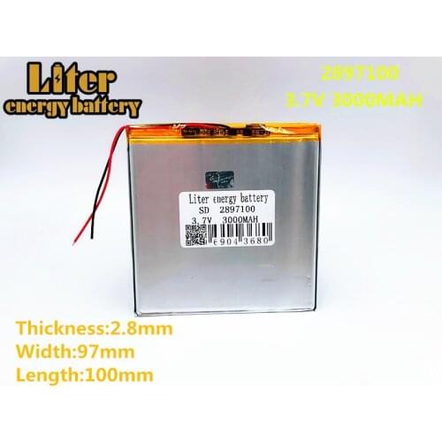 3.7 V 3000mah lithium polymer rechargeable batteries T3 battery 2.8*97*100 tablets batteries