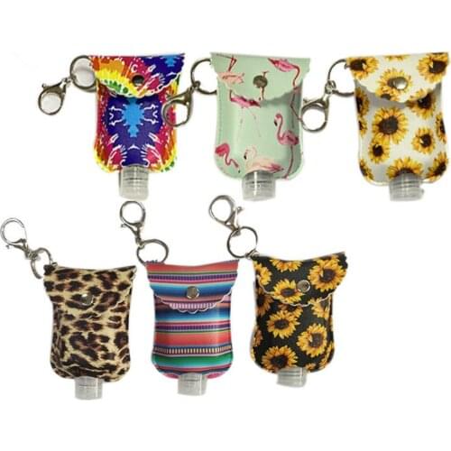 30ml Travel Bottle And Keychain Holder Refillable Empty Bottles For Hand Sanitizer Organizer Leather Keychain Holder Carriers