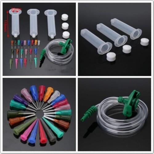 30cc Liquid Dispenser Solder Paste Adhesive Glue Pneumatic Syringe +Dispensing Needle Set