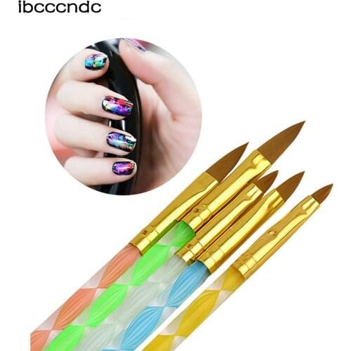 5 Pcs/Set Nail Art Tool Brush Acrylic UV Gel Builder Painting Drawing Brushes Pen False Nail Tips Nail Gel Polish Tools
