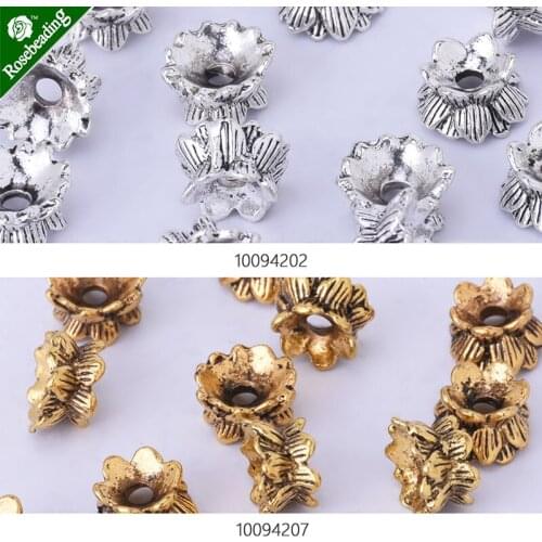 50pcs 6x10mm lotus flower vintage beads cap,filigree beads cap,end cap,flower spacer metal beads
