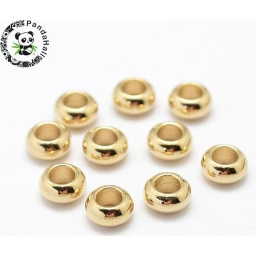 500pcs Unplated Rondelle Brass Bead Spacers for Jewelry Making DIY Accessories Findings 8x4mm Hole: 4mm
