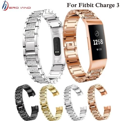Fashion Woman Stainless Steel Band For Fitbit Charge 4 / 3 Stainless Steel Bracelet Smart Watch Replacement Band Strap l0506#3