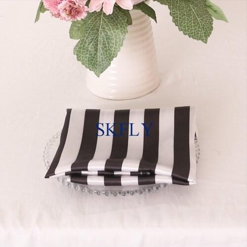 NP004A Cheap custom mad 40cm*40cm black white stripe ivory blush pink royal blue purple red silver navy satin table napkin