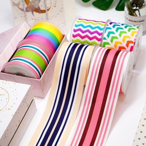 DIY Cartoon Stripes And Grids Printed Grosgrain Ribbon For Craft Supplies Sewing Accessories 5 Yards. 5186