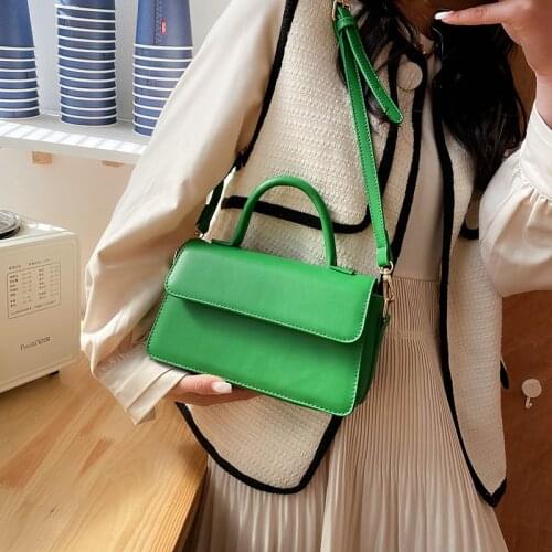 2021Design PU Leather Small Crossbody Shoulder Bags for Women Spring Trendy Branded Handbags and Purses Branded Totes Green