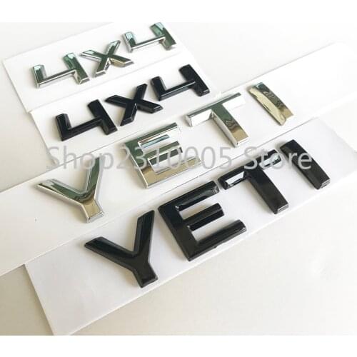 ABS Letters Emblem Logo for Skoda YETI 4X4 230 TSI Car Trunk Nameplate Front Rear Badge Sticker 80mm 90mm 100mm Black Chrome