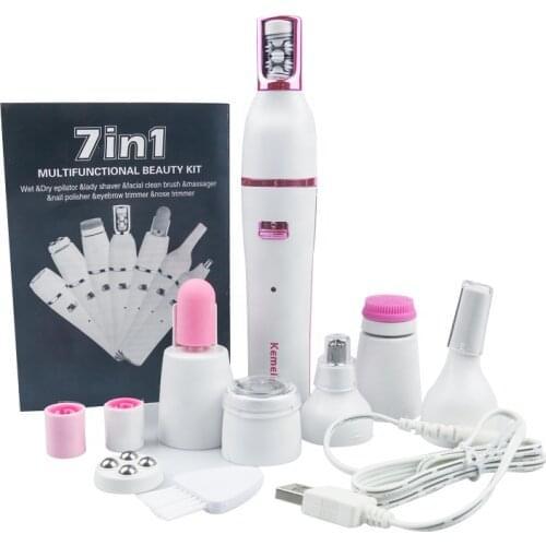 7in1 Kit Women Epilator Electric Female Facial Hair Remover Nose Eyebrow Hair Removal Face Epilation Chin Cheek Lip Depilatory