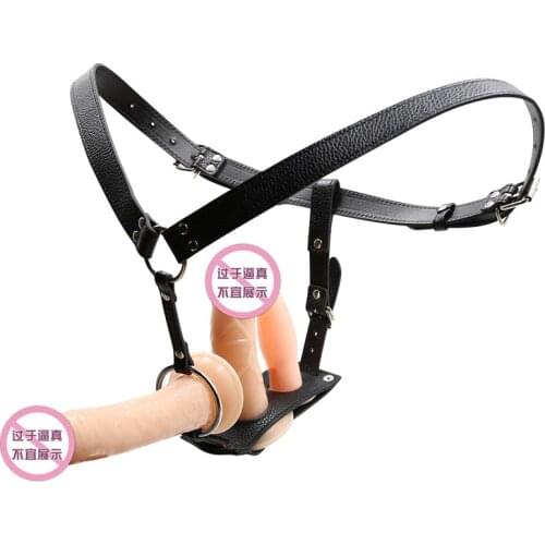 Erotic Leather Panties Wearable Double Dildo Strap on Dildos Anal Plug Anus Sex For Couple Lesbian Gay Sex Toy BDSM Games