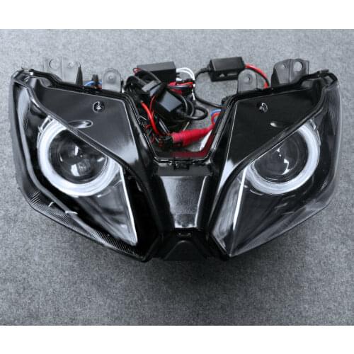 Fit for Kawasaki ZX6R 2013 - 2017 LED Demon Angel Eye HID Projector Headlight Assembly
