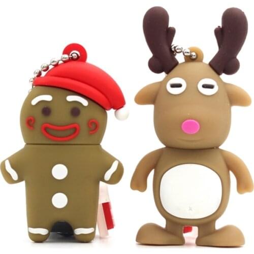 Fash USB 3.0 Cartoon Santa Pendrive 256GB 128GB 64G 32GB 16GB Memory Stick Flash Disk Cute Christmas Elk U Disk Mini Thumb Drive