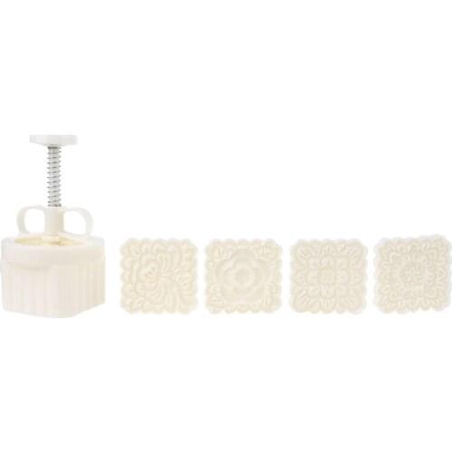 Mooncake Mold Square Flower Stamp Cookie Cutter Mould Hand Pressure Baking Accessories Mid-Autumn Festival Kitchen Gadgets