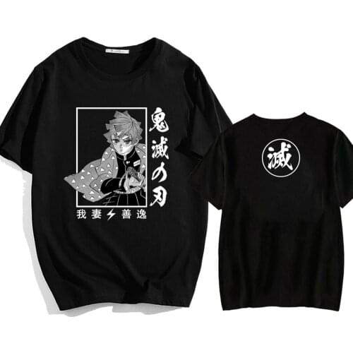 Harajuku Demon Slayer Mens Tshirt Short Sleeve Hip Hop Streetwear Tops