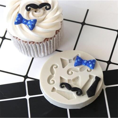 Fathers Day Boy Man Moustache Tie Fondant Cake Molds Chocolate Mould for The Kitchen Baking Father Birthday Party Decoration