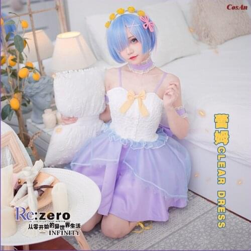 Hot Anime Re:Life In A Different World From Zero Rem Clear Cosplay Costume Lovely Slip Dress Activity Party Role Play Clothing