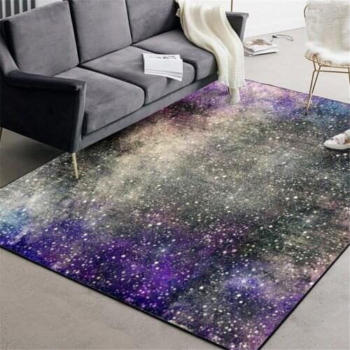 Purple Starry Sky Modern Living Room Rug Girl Bedroom Rug Decorative Rug with Stars Kitchen Rug Corridor Mat