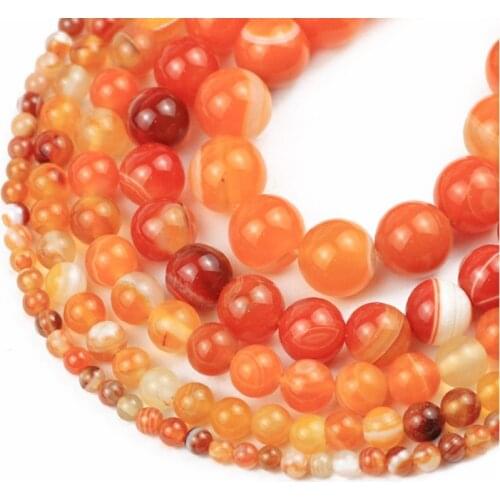 Natural Stripe Agate Round Loose Stone Beads for Jewelry Making