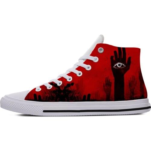 Eyes red palm hands arms Harajuku Lightweight High Top Canvas Shoes Men Women Casual Breathable Sneakers