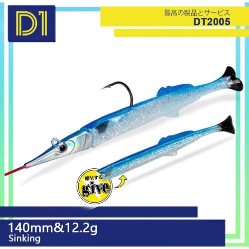 D1 3D Needle Jig Metal Fishing Lure New 140mm 12.2g Silicone Baits 2021 Sea Sinking Soft Lure Jigging Lead Fish Artificial Bait
