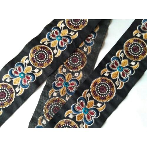 Miao cross stitch mirror embroidery fabric lace trim 7cm dress collar ribbon tape webbing ethnic tribal nepal indian boho gypsy