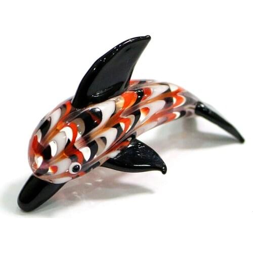 Miniature Handmade Murano Glass Dolphin Figurines Colorful Cute Vivid Sea Animals Crafts Ornaments Exquisite Xmas Gifts For Kids