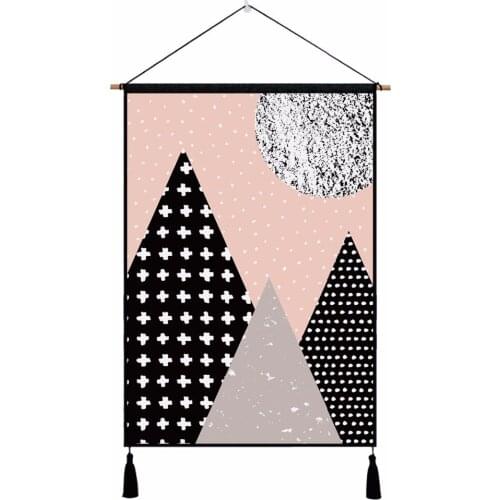 New Geometric Color Customize Cotton Linen Wall Tapestry Hanging Wall Cloth Tassel Cotton Linen Home Decoration 450mm*650mm
