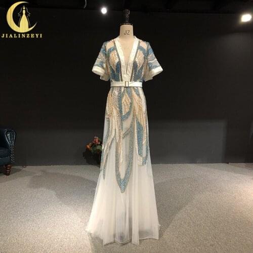 Rhine real Pictures V Neck Elie Saab Half Sleeves soirée vestidos de fiesta abiti da cerimonia formal dresses Evening Dresses