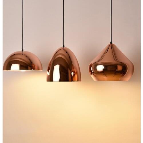 E27 Rose Gold Pendant Light Modern Creative Hanging Lamp Electroplating Mirror Pendant Lamp For Dining Room Restaurant Bar Cafe
