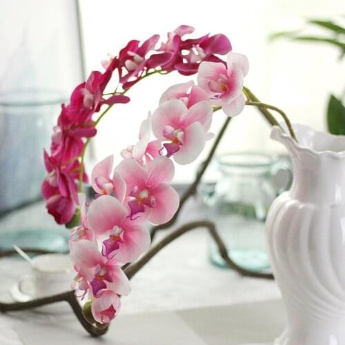Polyester Butterfly Orchid Artificial Flowers Fake Plants for Home Decor Wedding Decorative Decoration Garden Accessories