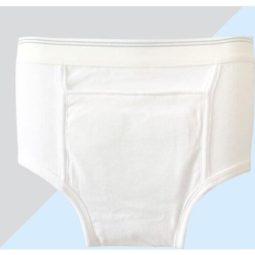 Washable Absorbency Incontinence Aid Cotton Underwear Briefs for Men Elderly Patients Home Hospital Use