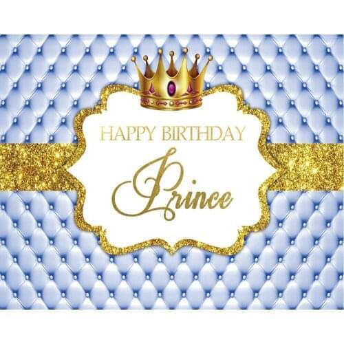 Prince Happy Birthday Crown Leather Backdrop Baby Shower Room Party Decor Photo Booth Studio Prop