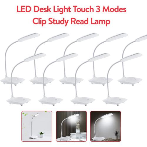 LED Desk Light Touch 3 Modes Clip Study Read Lamp Eye Protection USB Rechargeable Table Light Home Office Dimmable Night Lamp