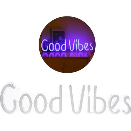 USB Interface Led Sign Good Vibes Letter Shape Wall Light Decoration GOOD VIBES Letter Shape
