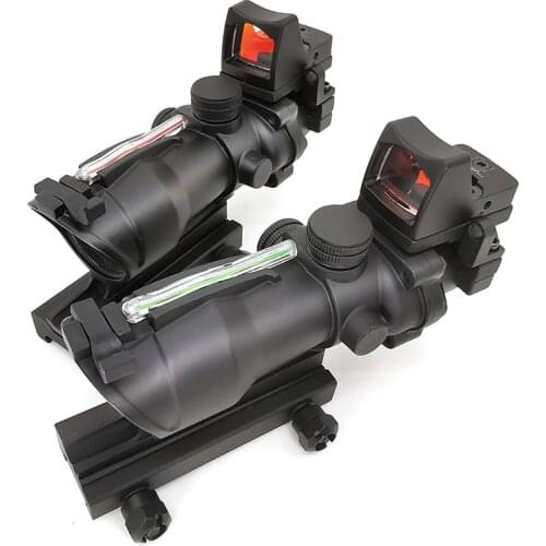 Tactical Riflescope ACOG 4X32 Scope Cahevron Reticle Fiber Green Red Illuminated With RMR Mirco Red Dot Sight Tactical Hunting