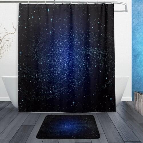 Fantastic Universe Galaxy Waterproof Polyester Fabric Shower Curtain with Hooks Doormat Bath Floor Mat Bathroom Home Decor