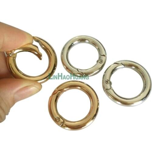 30pcs/lot 19mm 0.75inch alloy open rings spring buckle keyring outdoor climbing rings key holder Nickel/Light gold Ring-19MM