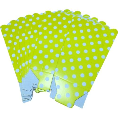6pcs/lot Yellow Polka Dots Theme Boys Favors Gifts Candy Box Birthday Party Popcorn Boxes Baby Shower Decoration Events Supplies